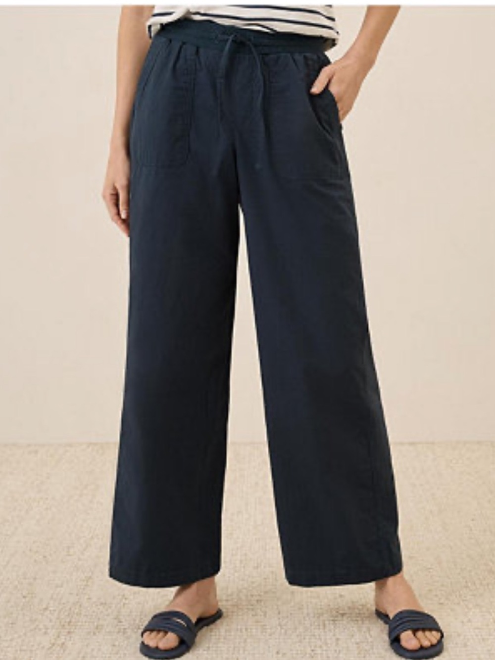 Pact Women's Steel Blue Stretch Poplin Wide Leg Pant
